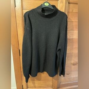 Black Ribbed Mock Neck Sweater